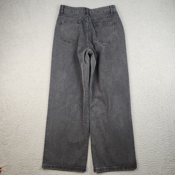 Women's High Waisted Wide Leg Baggy Denim Jeans 28x28 Stars Black Grunge Skate - Picture 2 of 10